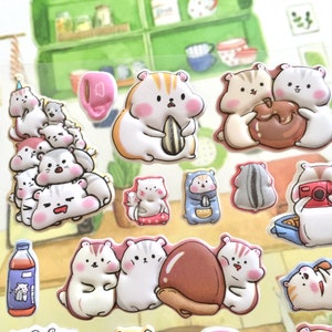 cartoon hamster sticker super lindo hámster familia encantador animal del bosque Castaño jerbo conejillo de indias hámster amante de la decoración de regalo imagen 7
