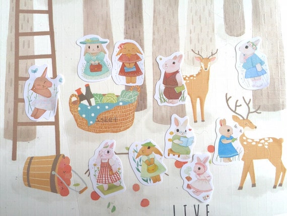 Lovely Rabbit Sticker Rabbit Themed Mini Rabbit Cute Rabbit | Etsy