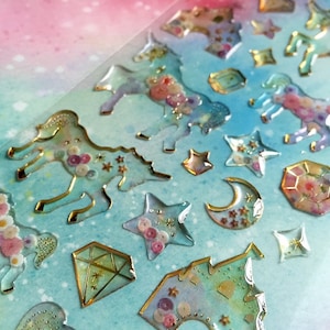 unicorno adesivo cavallo alato, cristallo castello cavallo principessa vecchio castello Fata fiore mondo racconto modello premuto regalo