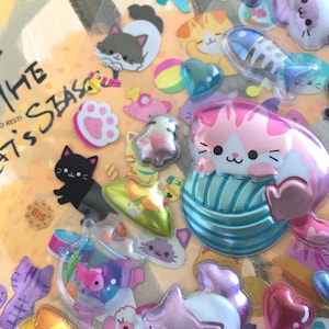 schattige katten sticker pop-up kat speelt garen super schattig huisdier kat mini kitten kleine kattenrassen holografisch label deco kattenliefhebber planner cadeau