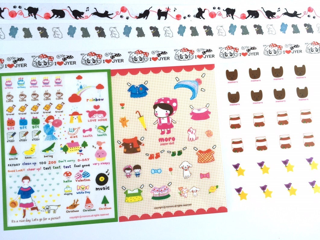 6 Sheets Cute Cartoon Girl Sticker Little Red Hat Girl Cute Diary ...