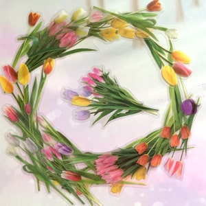 Pegatinas de flores de tulipán, mini arreglos de tulipanes hermosos para primavera, mini tarjetas de tulipanes para decorar, etiquetas de planificador de jardín de flores, regalo
