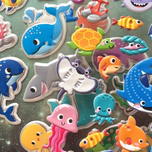 adesivo fofo de peixe mundo marinho colorido subaquático peixe raro água-viva tubarão baleia tartaruga peixe marinho tropical azul profundo decoração adesivo presente