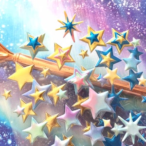 regenboog ster sticker kerstster gouden ster facny ster blauwe ster DIY easy star craft puffy sticker star label star deco leuke ster cadeau