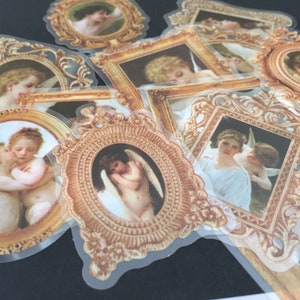 Mini cornice angelo adesivo classica cornice dorata angelo cornice antica angelo retrò carino cupido antico belle arti angelo icona diario d'arte fai da te regalo