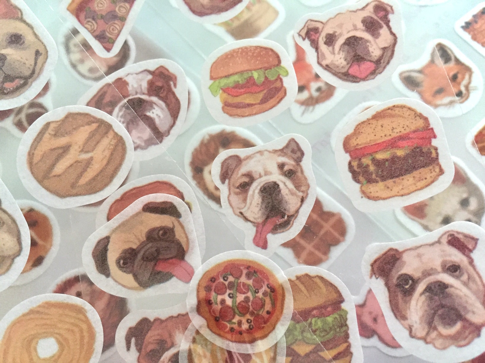 6 sheets foodie animal stickers favorite pet meal Adorable pet hedgehog fox dog boston terrier pug mix breakfast brunch food planner sticker