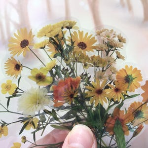 38 adesivos de flores silvestres tom amarelo flor outono girassol crisântemo verão margarida 2D flor DIY flor artesanato diário etiqueta decoração presente