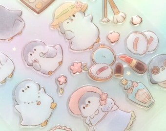 cartoon Penguin polar bear sticker cute penguin Arctic animal summer fun south pole north pole themed drawing decor epoxy sticker gift