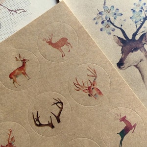 autoadesivo bello cervi, caprioli adesivo di carta deco, kraft autoadesivo della guarnizione della busta, alci renne alci Alces Retro regalo