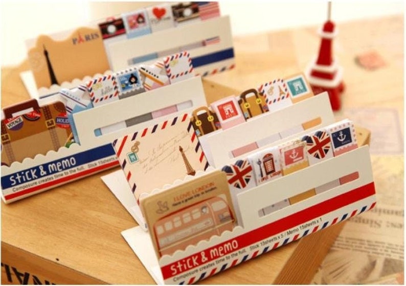 Luggage case memo mini envelope sticky note travel handbook travel journey world trip country sign trip label deco traveller diary image 1