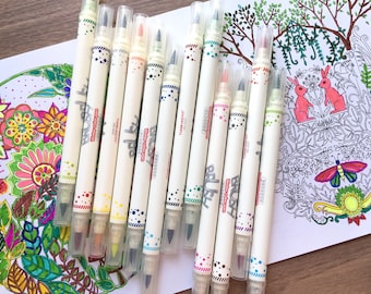 24 color ink pen set 12 brush pen watercolor pen color marker drawing pen brush lettering colorful pen brush calligraphy pen art tool gift