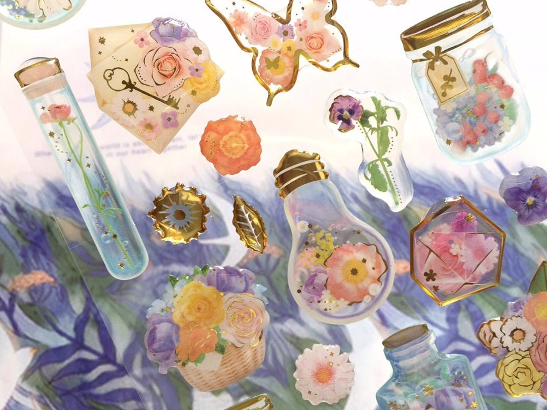 Floavour Poster Sticker Beautiful Flower Sticker Perfume Bottle Lightbulb Vase Epoxy Sticker ...