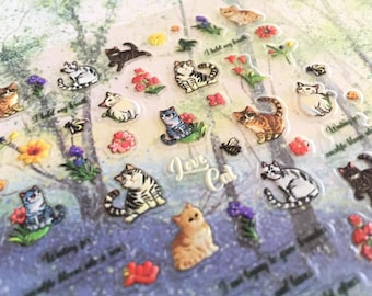45 adorable cat nail stickers 3D pet cat nail art sticker spring cat super mini kitten toy house doll house Decor craft Embossed Nail Decal