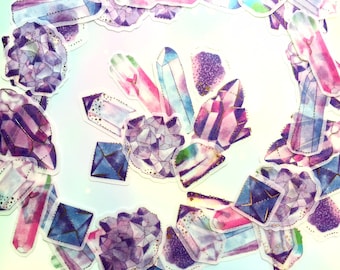 Wishing raw crystal sticker colorful stone raw gemstone flake sticker rainbow crystal theme healing crystal for wishes pattern sticker gift