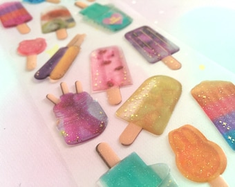 Sommarglass-klistermärke fryst Gourmet-glasspinne tropisk glasspinne glasspinne dubbelglass hemlagad fruktglass dessert epoxi-klistermärke