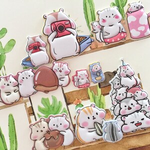 cartoon hamster sticker super lindo hámster familia encantador animal del bosque Castaño jerbo conejillo de indias hámster amante de la decoración de regalo imagen 5