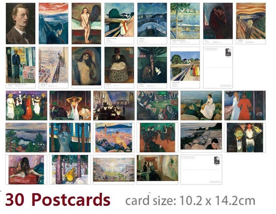 叫びのポストカード 30 枚の美術品 エドヴァルド・ムンクの絵画