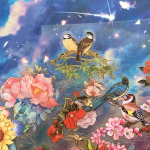 4 vellen traditionele Chinese bloem vogels sticker Aziatisch schilderij vogel tekening oosters Fine art landschap sticker diy kunstproject dagboek cadeau