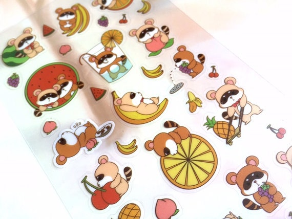 Pegatinas Kawaii de PVC para decoración de diario, adhesivos bonitos de  dibujos animados, Gato y oso