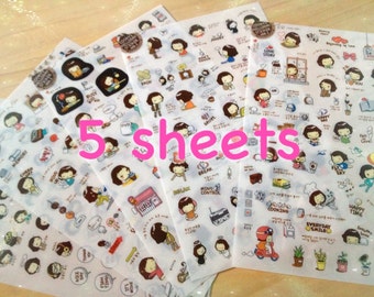 Cooky girl sticker ver3 korean cartoon icon cute smile face image Kawaii tag deco mail message card envelope gift craft