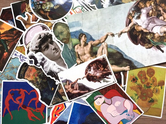50pcs Famous Artists Stickers Pack Van Gogh Art Renaissance Old Paintings Images 50pcs Famous Artists Stickers Pack Van Gogh Art Renaissance Old Paintings Images