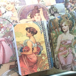 50 oeuvres d'art Alphonse Mucha, mini livre, art classique Mucha, portrait classique, impression d'art, maison de poupée, galerie d'art, décoration, étiquette, cadeau
