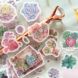 80 lindas pegatinas de plantas, jardinería, plantas gordas, plantas suculentas, etiquetas de plantas verdes, gráficos de cactus, icono de cactus de la naturaleza, pegatinas de papel para manualidades, regalo