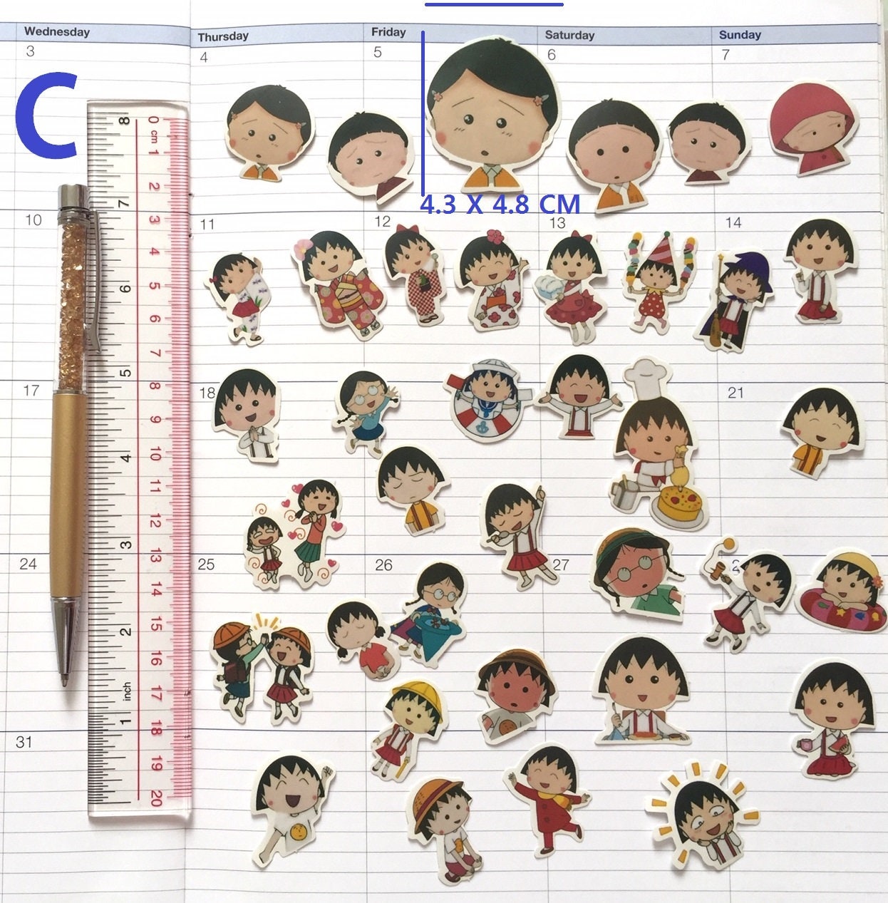 Chibi Maruko Chan Sticker Cute Girl Maruko Funny Family