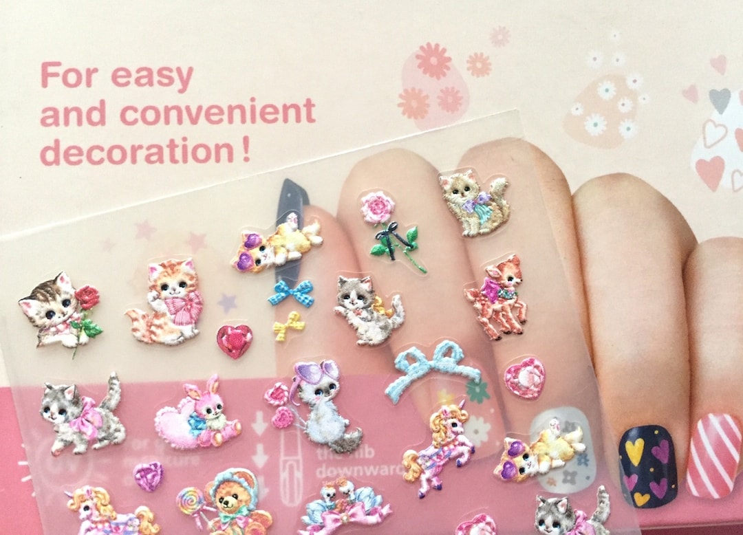 Adorable Animal Nail Sticker 3D Pet Nail Art Sticker Super Mini Kitten