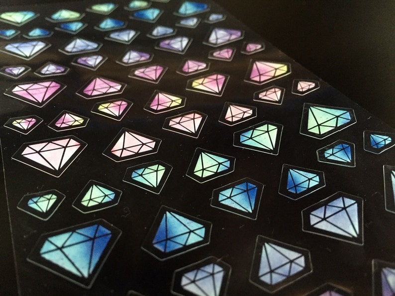 Diamon Store Sticker Diamond Crystal Sticker Mini Diamond Gemstone Label Icon Vintage ...