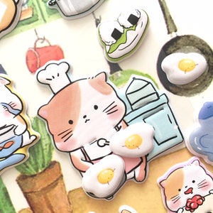 Pegatinas adorables de gatos gordos, dibujos animados más lindos, familia de gatos, pandilla de gatos, mascota, gato maullido, gatito recién nacido, pegatina hinchada, regalo de decoración con temática de gatos para amantes de los gatos