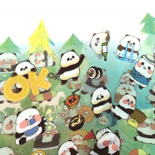200 funny panda stickers mini panda collection cartoon panda daily life panda foodie panda art journal craft label DIY panda theme gift