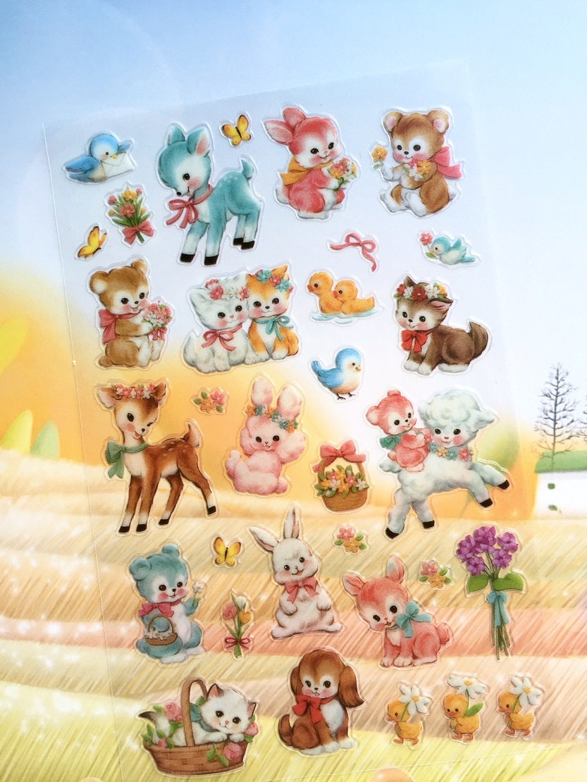 adorable pet animal sticker cat rabbit teddy bear duck classic animal…