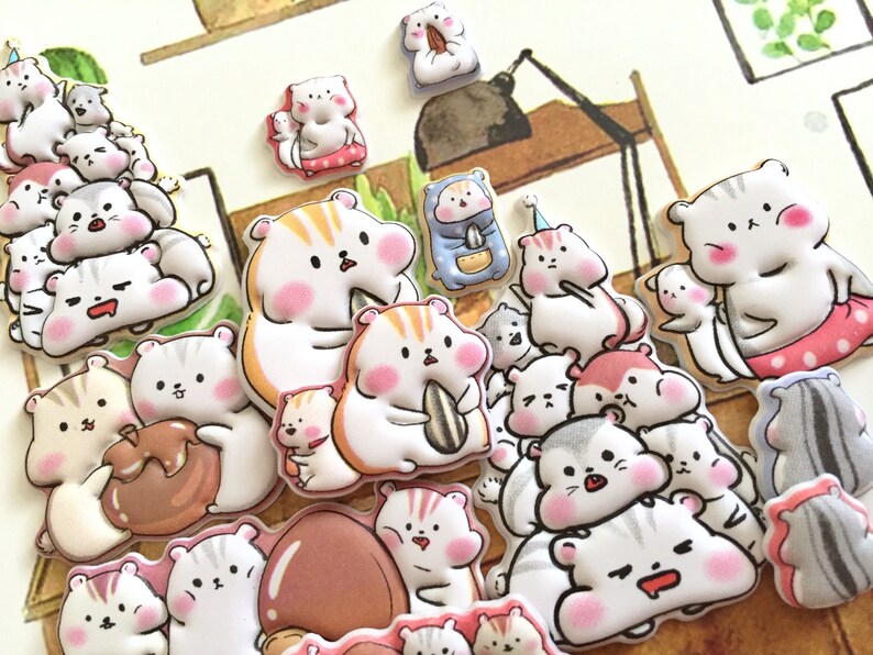 cartoon hamster sticker super lindo hámster familia encantador animal del bosque Castaño jerbo conejillo de indias hámster amante de la decoración de regalo imagen 4