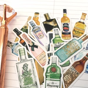 48 枚のガラス瓶をテーマにしたステッカー、アルコール飲料、世界の香水、ビールコレクション、ミニ香水、クラシックボトルラベルステッカー