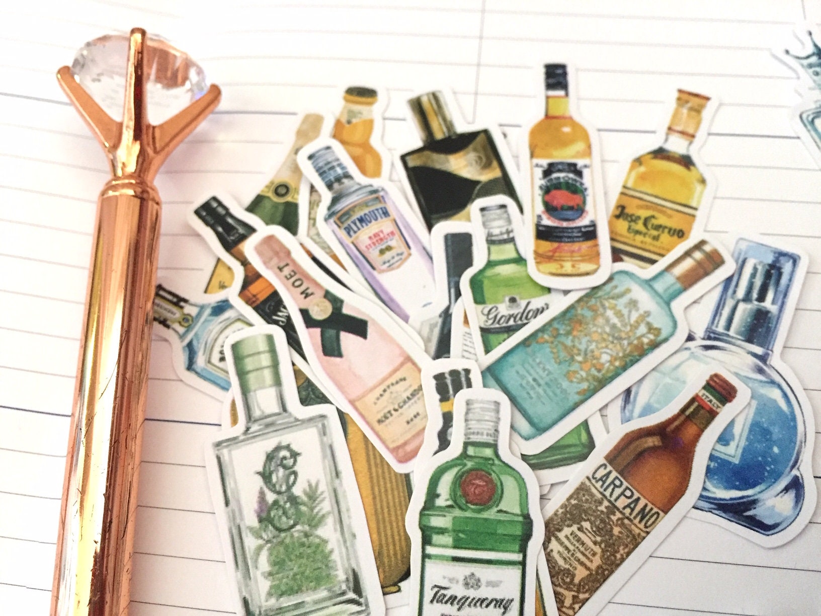 48 Glass Bottle Themed Stickers Alcoholic Drink World Perfume Beer ...