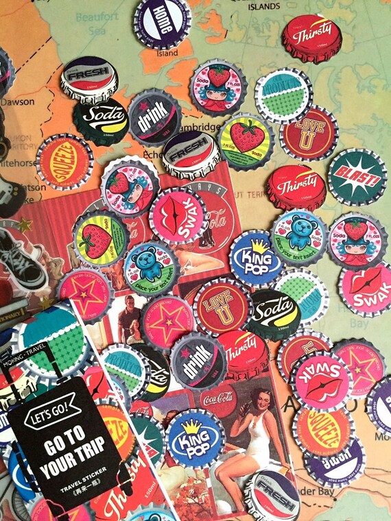 40 soda bottle cap sticker bottle cap collection rare bottle | Etsy