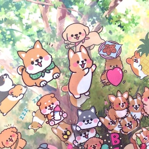 200 super süße Cartoon Welpen Aufkleber süßer Haustier Hund Gorgi Akita golden Welpe kleiner Hund Mini Baby Hund DIY Hund Tagebuch Planer Aufkleber Geschenk
