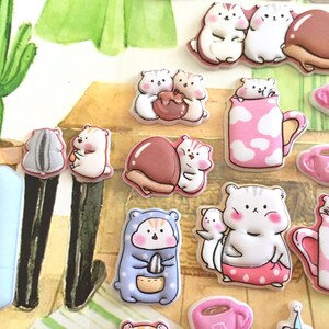 cartoon hamster sticker super lindo hámster familia encantador animal del bosque Castaño jerbo conejillo de indias hámster amante de la decoración de regalo imagen 2