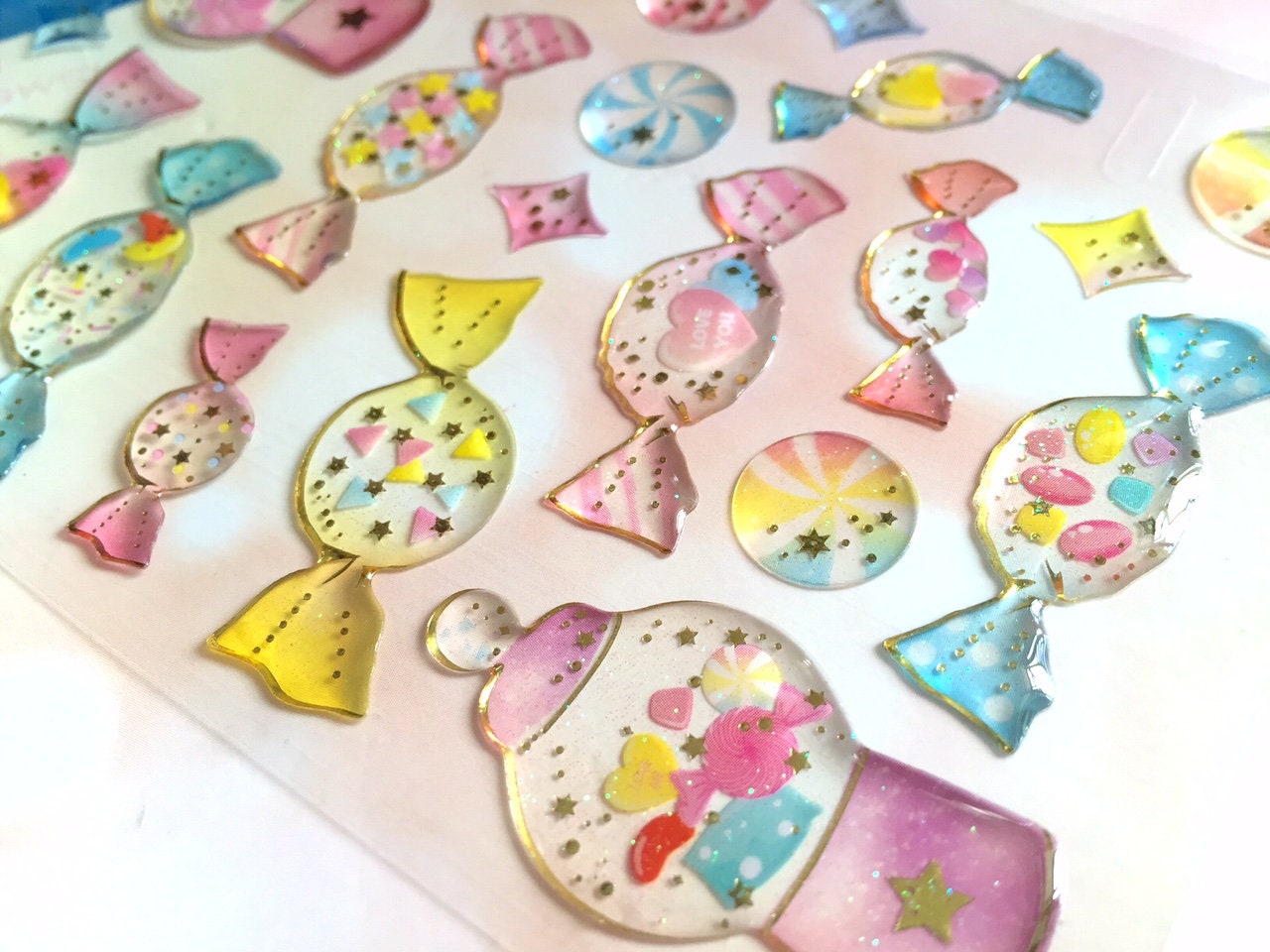 colorful candy sweet dessert sticker jelly bean lollies macaron ice cream gummy pudding homemade candy fancy dessert themed epoxy sticker