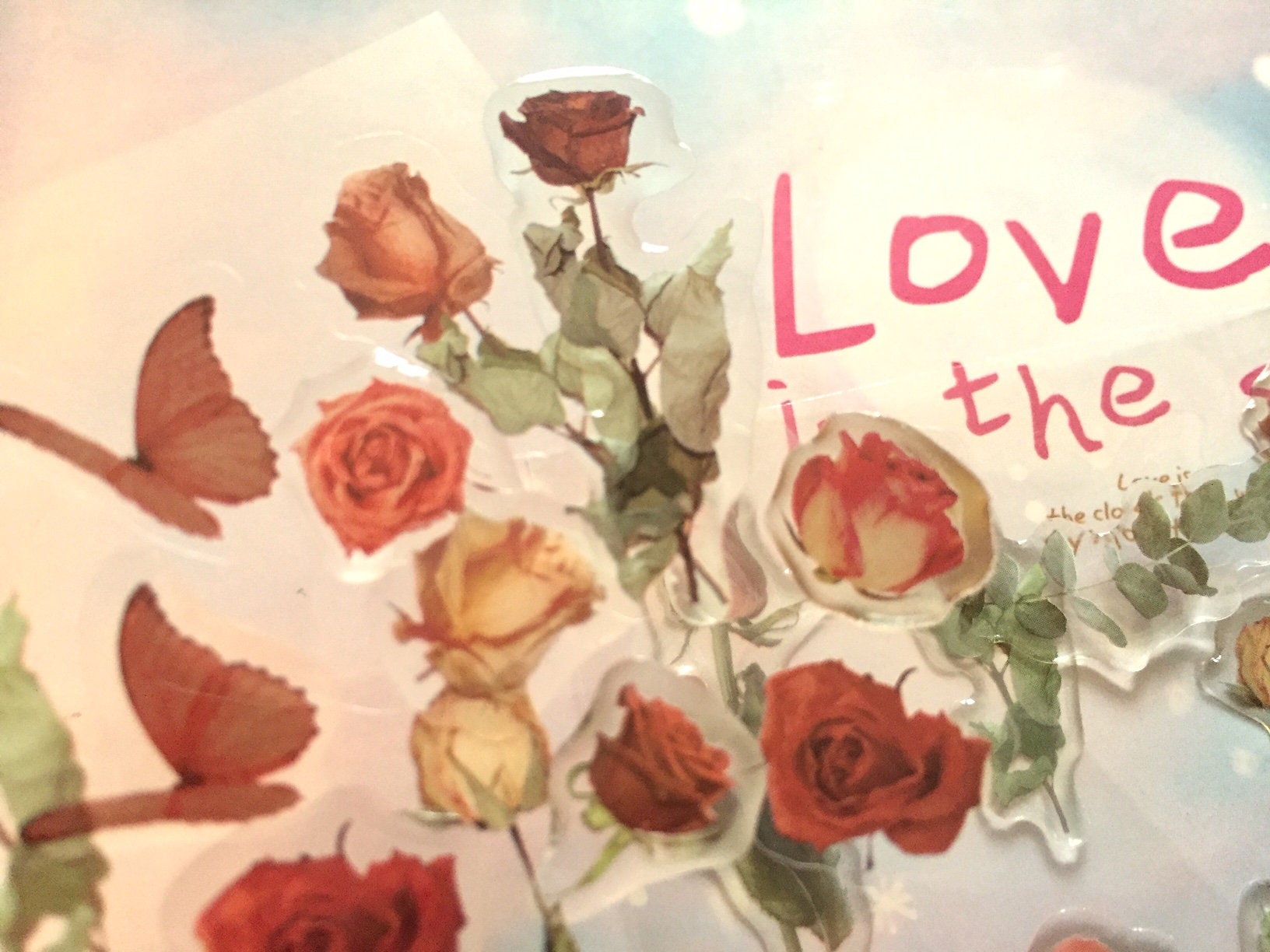 Red Rose epoxy sticker drid rose collection flower floral red rosa garden transparent photo sticker Red rose icon craft decoration gift