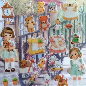 adorável menina adesivo adorável menina criança loja de bolos boneca de papel companheiro boneca vintage doce meninas boneca vestido boneca vestir-se jogos adesivo