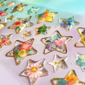 bellissimo adesivo fiore stelle, a forma di stella facny adesivo fiore epossidica, resina incanta OOAK jewellry collana di gioielli regalo