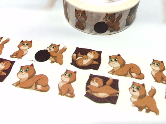 Cat Washi Tape, Animals Washi Tape, Lovely Washi Tape, Kawaii Washi Tape,  Funny Washi Tape, Cute Washi Tape, Kitty Washi Tape