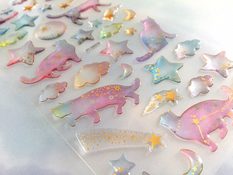 Star Cat Sticker Glitter Mysterious Cat Beautiful Fancy Cat - Etsy