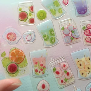 Autocollant époxy coloré avec jus de fruits boisson d'été tropicale collection de boissons arc-en-ciel collection de boissons limonade joli pot de jus bricolage en résine cadeau artisanal