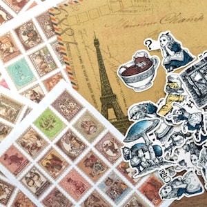 38 stickers vintage Alice au pays des merveilles sur le thème d'Alice au pays des merveilles, cadeau en papier lapin blanc du chapelier fou, chat de Cheshire