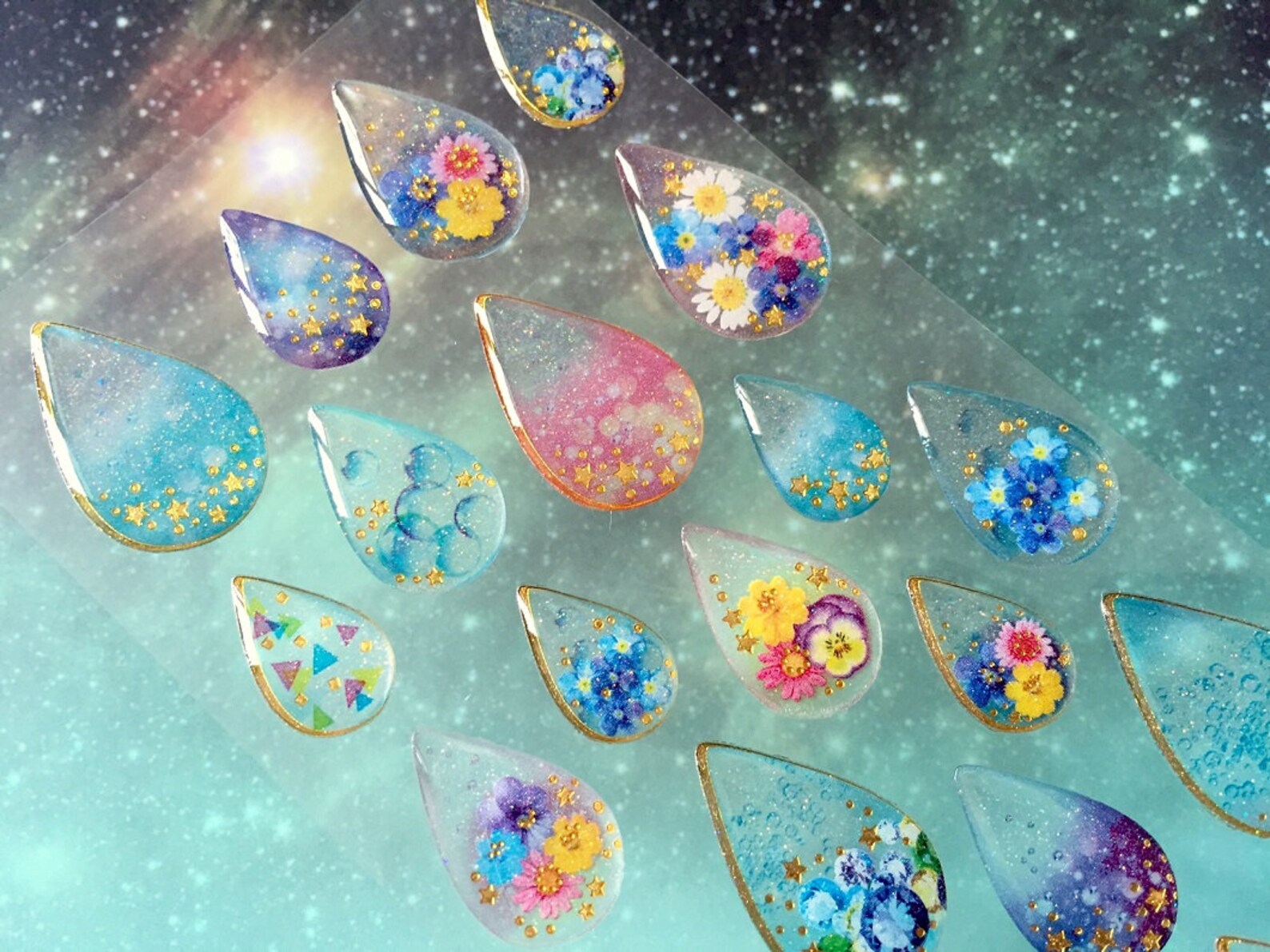 Tear Drop Colorfull Tear Drops Sticker Colorful Raindrops Waterdrops Epoxy Sticker Rain ...
