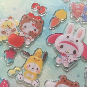 Adorável desenho animado adesivo epóxi animal super fofo coelhinho de estimação clássico desenho animado japonês faça você mesmo presente de menina mais fofo diário planejador etiqueta deco