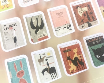 boeksticker boekomslag retro boeken beroemd boek lezen quotes stickers mini boek poppenhuis boek sticker lezen planner sticker leuk cadeau